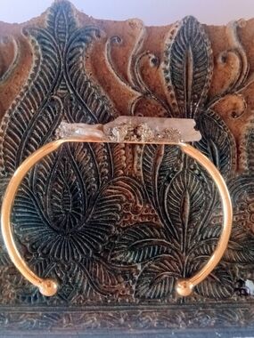 NWOT Handcrafted Gold-Tone Cuff Bracelet Raw Stone Pyrite Crystals